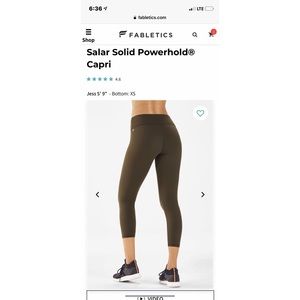 Fabletics salar powerhold capri army green/small